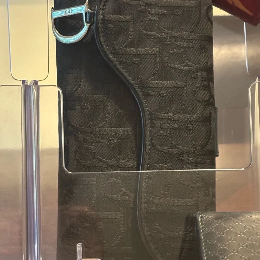 Black Dior Monogram Saddle Wallet